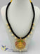 Traditional lakshmi print and multicolor stones pendant with black thread chain