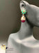 Emerald stones German silver cute earrings