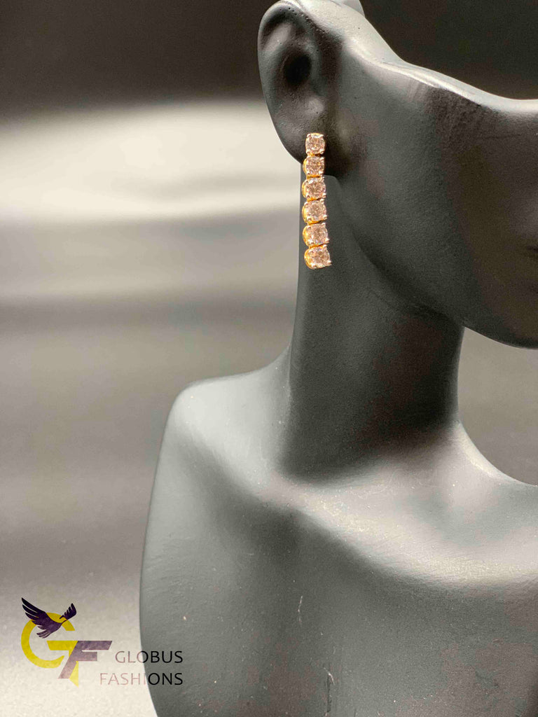 One line cz stones simple earrings
