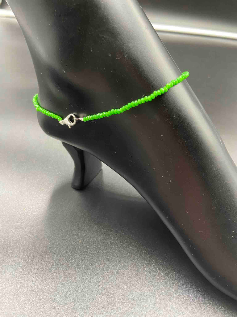 Parrot green Crystal beads single anklet