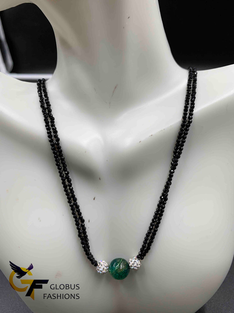Double line black Diamond beads chain with small balls