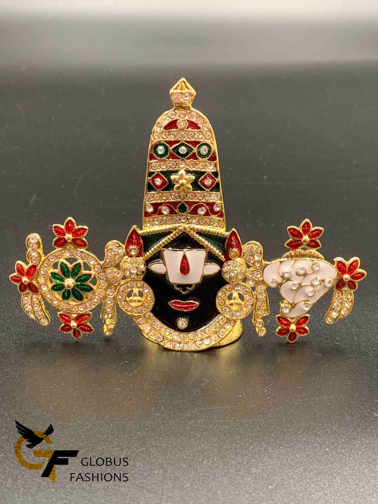 Lord Venkateshwara Swami face enamel paint with cz stones idols