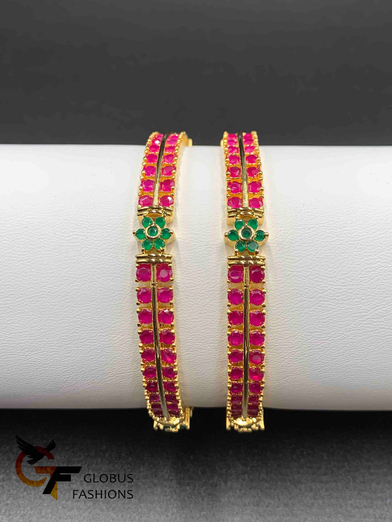 Ruby and emerald set of two bangles