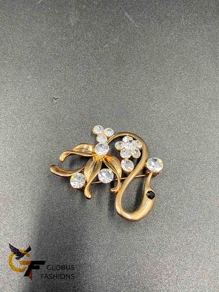 Gold swan design brooch/ Saree pin