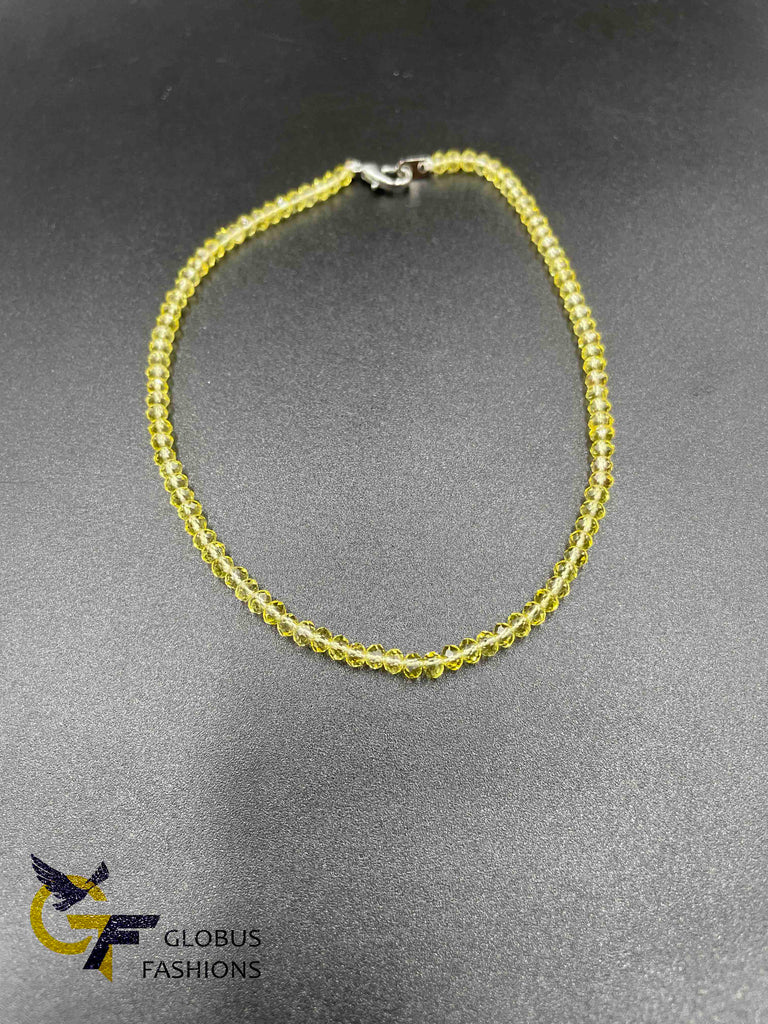 Light yellow Crystal beads single anklet