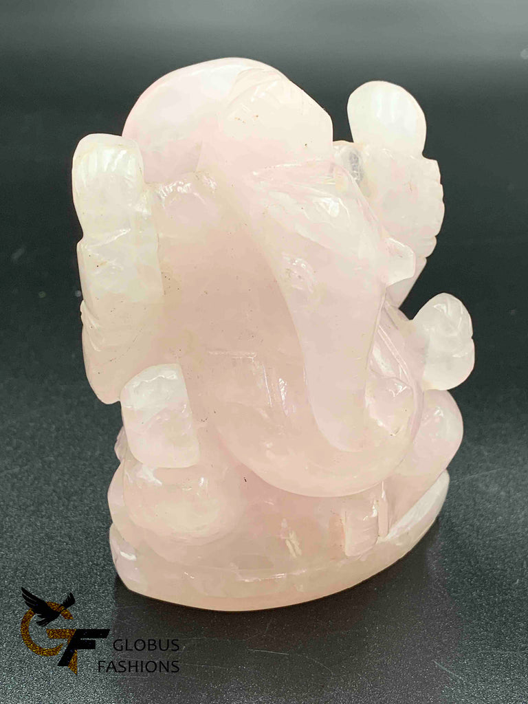 Rose quartz Crystal lord Ganesha Idol
