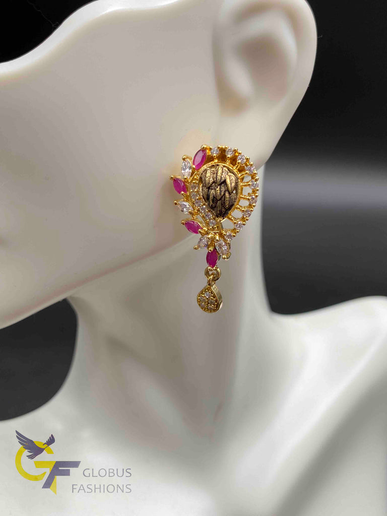 Antique look Ruby stones pendant and earrings set