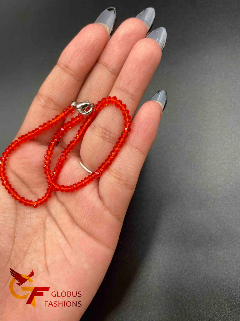 Sunkist orange color Crystal beads single anklet
