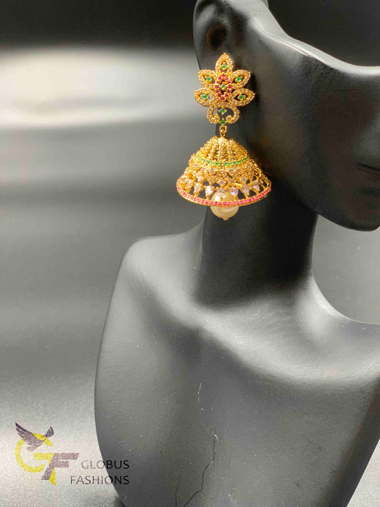 Multicolor stones jumka earrings