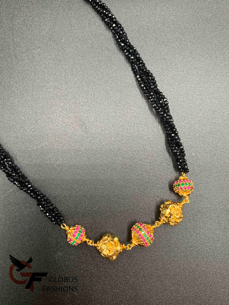 Multicolor Stones small beads with double line black Diamond Beads Chain