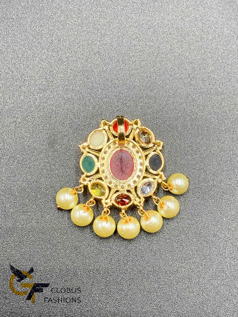 Navarathna Stones Pendant Set with matching earrings