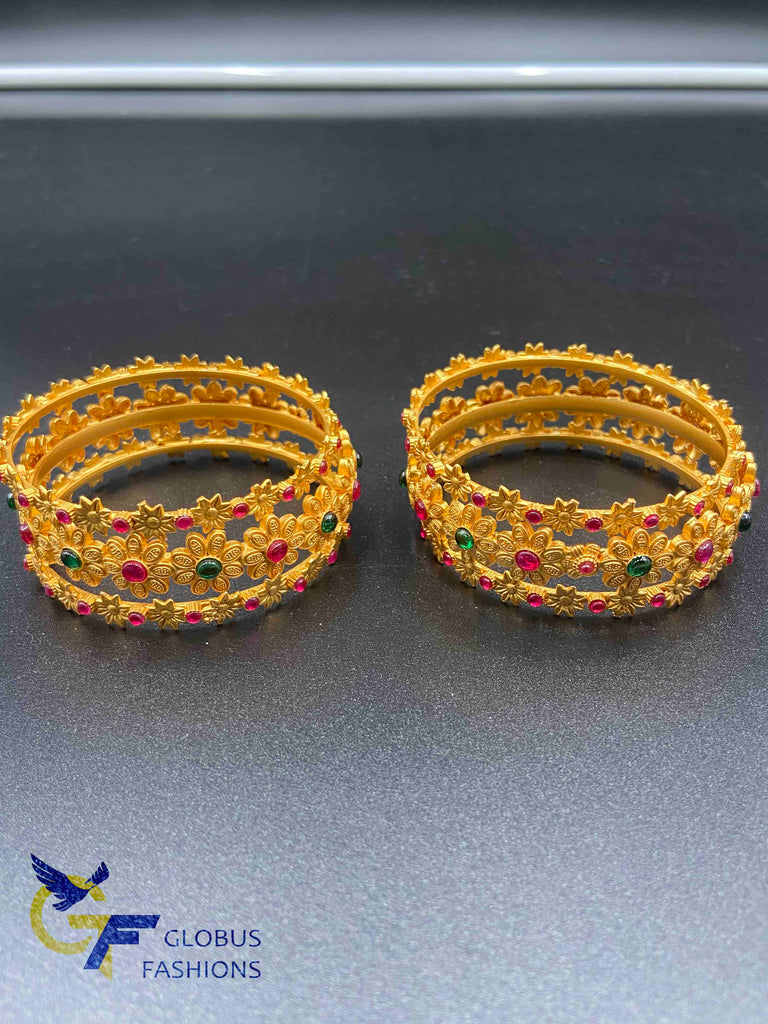 Multicolor Stones antique bangles