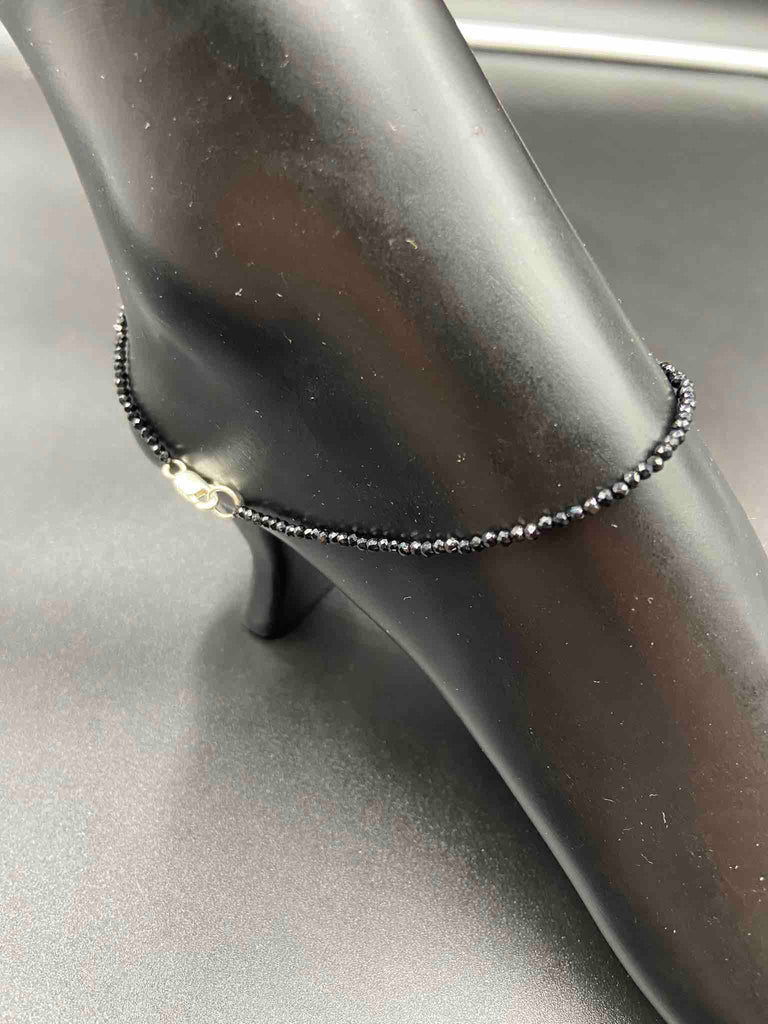 Black diamond beads single anklet