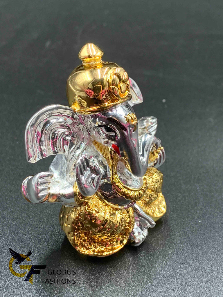 Duel tone silver & gold ganesh idol