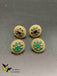 Traditional and antique look ovel shape emerald and black stones studs
