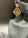 Traditional ruby and ca stones with pearls chandbali earrings