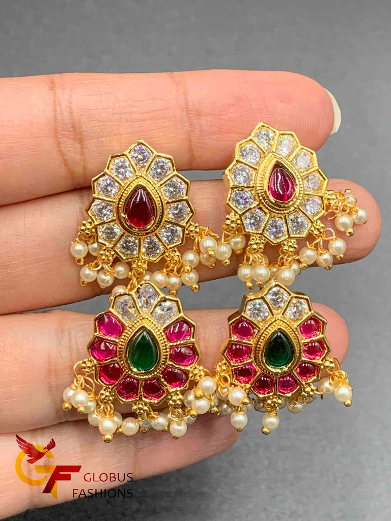 Cz Stones and Multicolor Stones stud type earrings