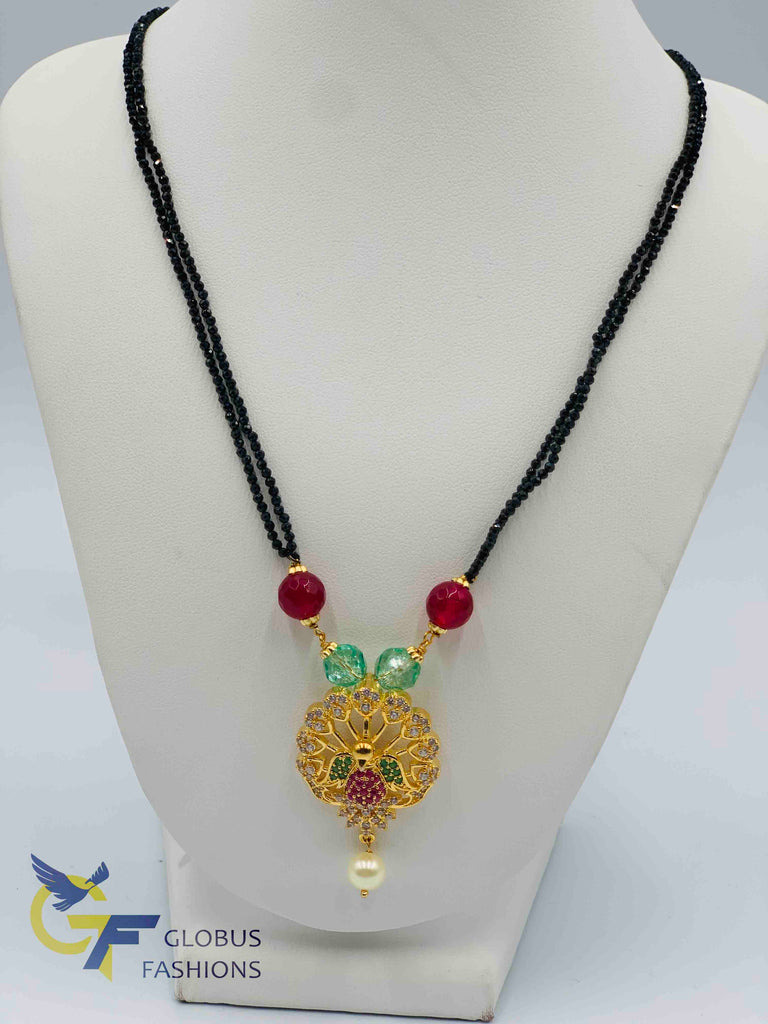 Beautiful multicolor stones peacock design pendant