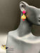 Leaf design cz stones and ruby stones jumka earrings
