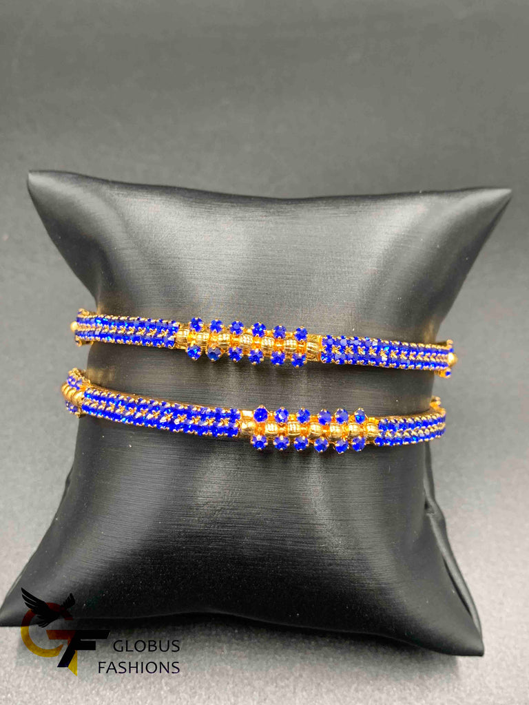 Bright blue stones set of two bangles