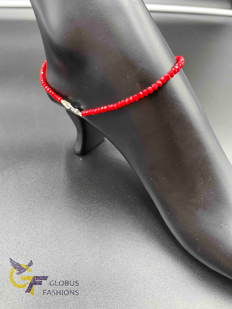 Dark red Crystal beads single anklet