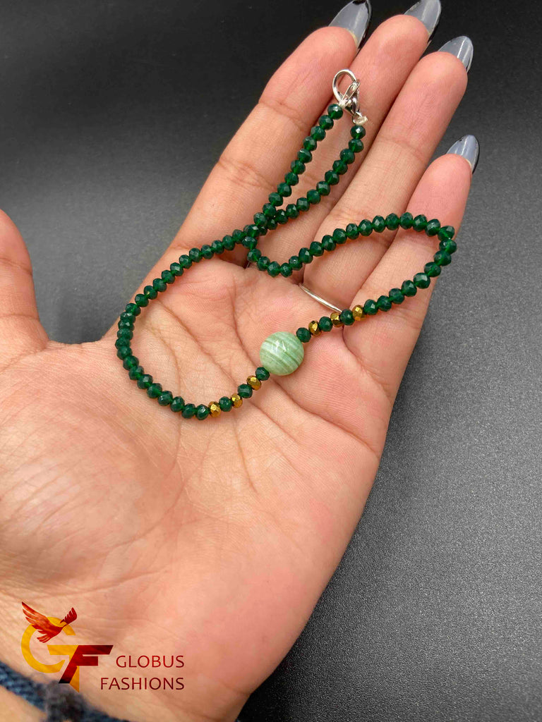 Dark green with light green bead single anklet