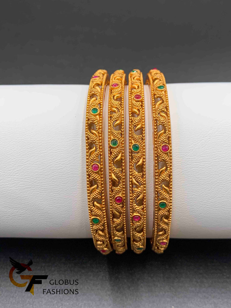 Antique and traditional look multicolor stones bangles