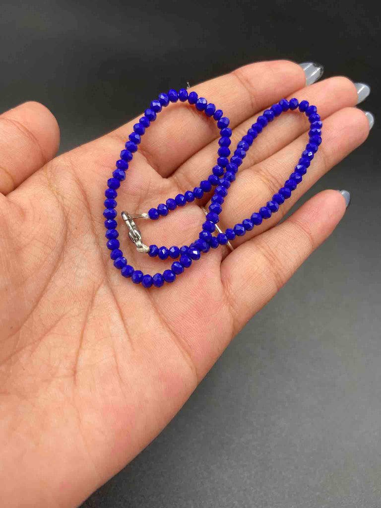 Dark blue Crystal beads single anklet