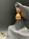 Traditional look multicolor stones with gold beads jumka earrings