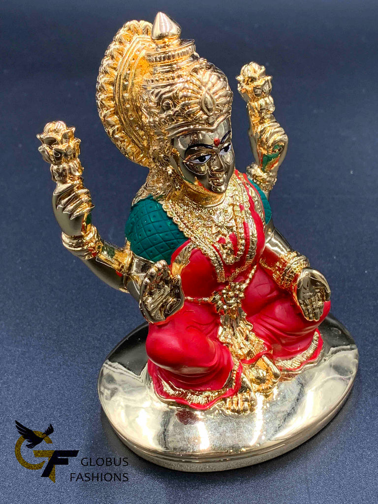 Enamel paint with gold coated goddess Lakshmi Devi idol