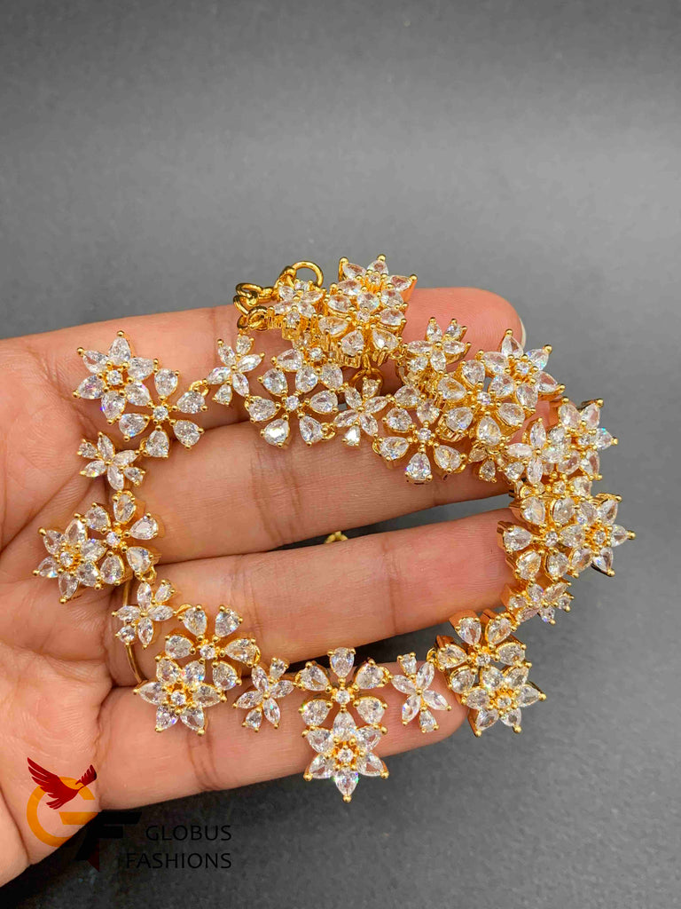 Full cz Stones flower design necklace set