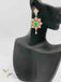 Cz stones and emerald stones pendant and earrings with black thread chain