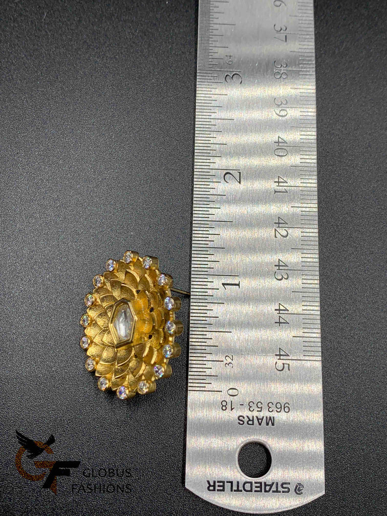 Big size flower design cz stones with kundan earrings
