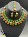 Beautiful rajwadi kundan stones with emerald stones necklace set with Tikka