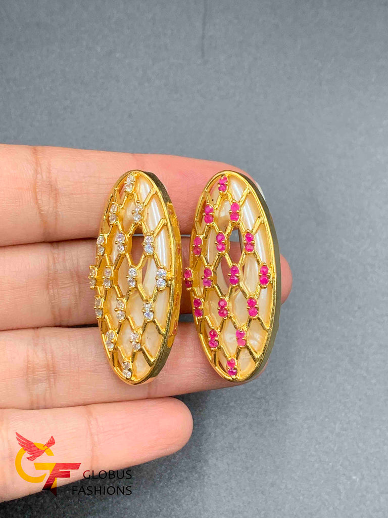 Cute cz stones and ruby stones saree pins