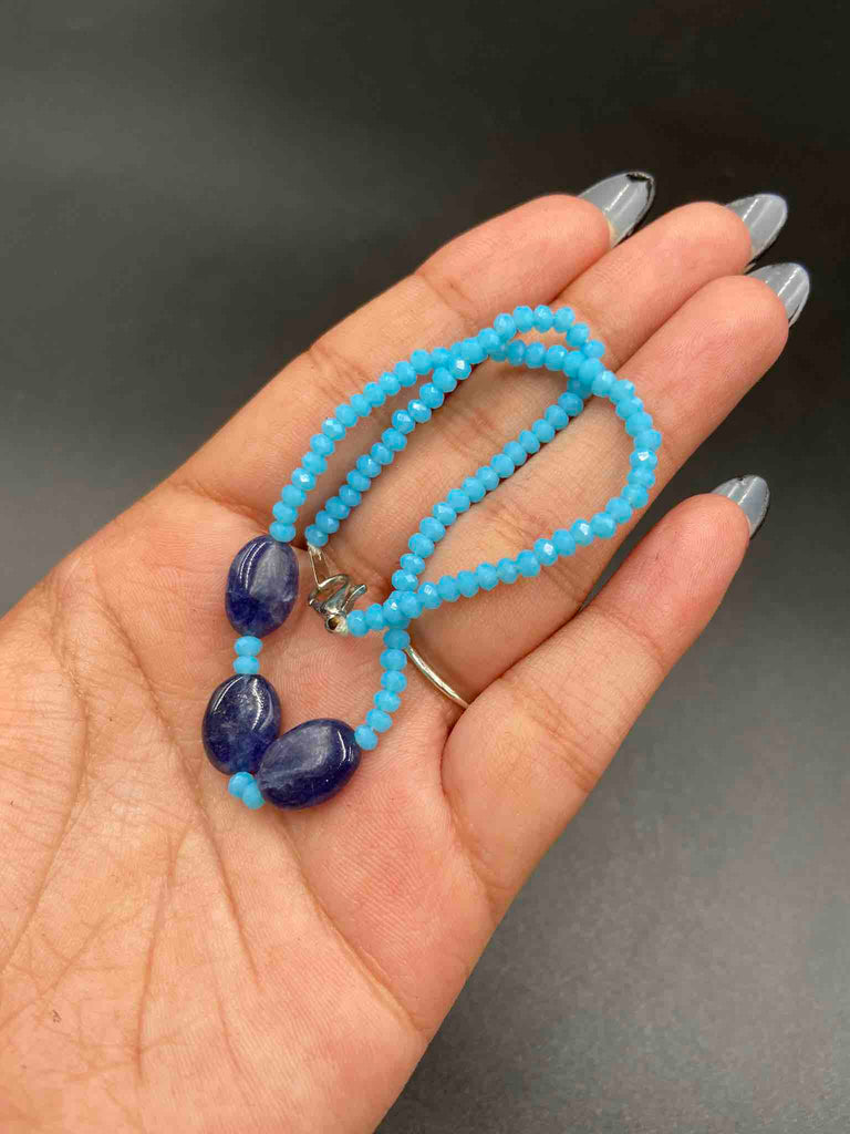 Blue Crystal beads single anklet