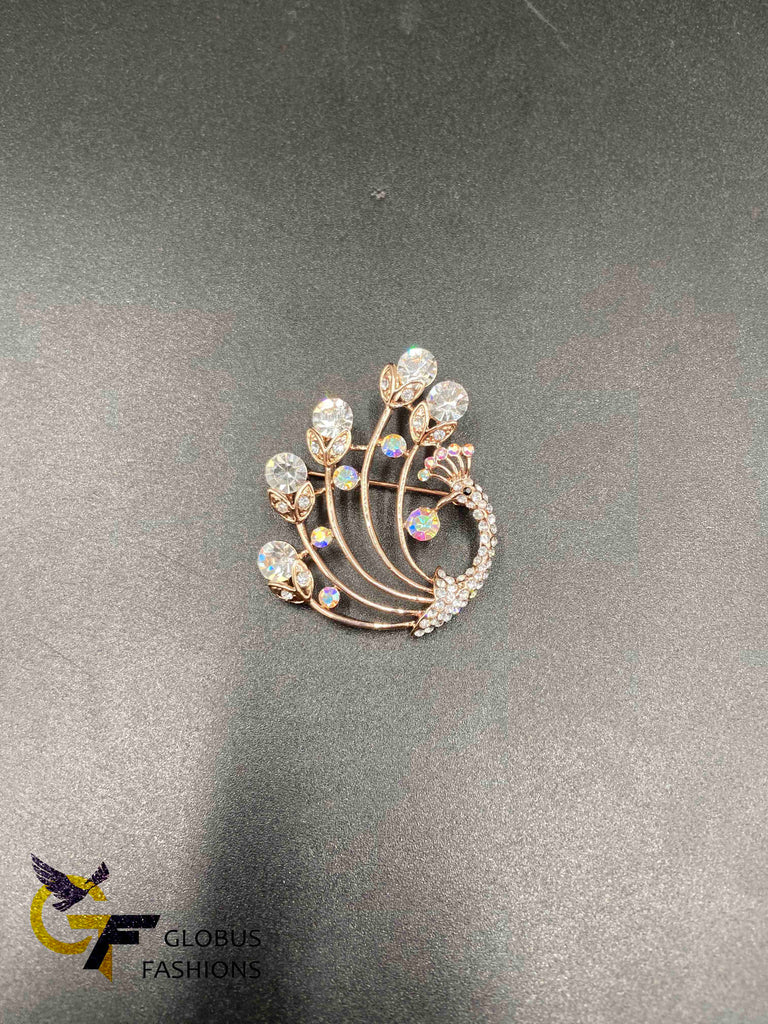 Peacock design cz stones saree pin/ brooch