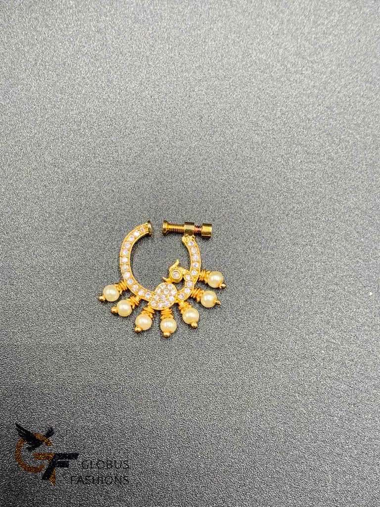 Peacock design stones with pearls nose rings