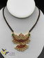 Peacock design multicolor stones pendant with double line black beads chain