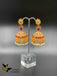 Traditional look ruby and cz stones with pearls big jumka earrings