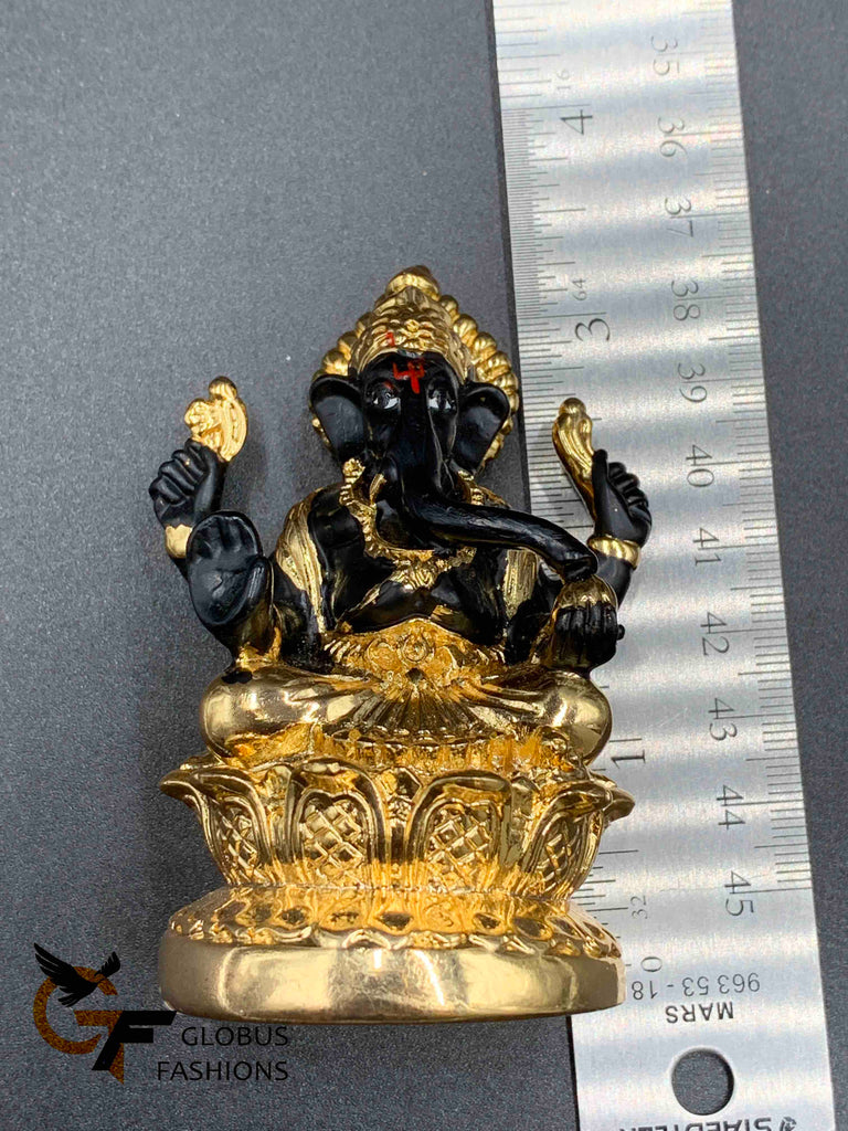 Gold with black enamel Paint lord Ganesha Idol