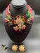 High quality multicolor Beads Chains with matching multicolor Stones pendant and earrings choker set