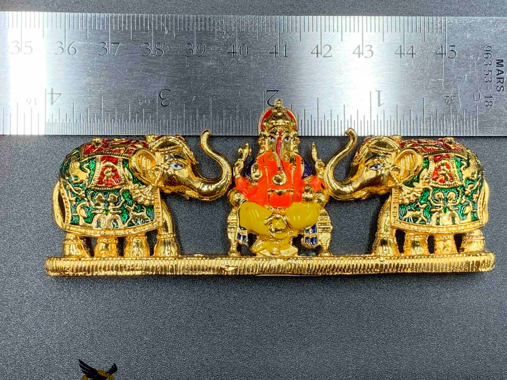 Elegant enamel paint Ganesh with elephants