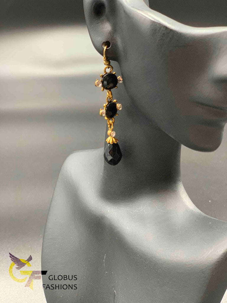 Gemstone Statement Dangle Earrings Gold Multi Gemstone  Etsy  Chalcedony  earrings Gold earrings dangle Earrings