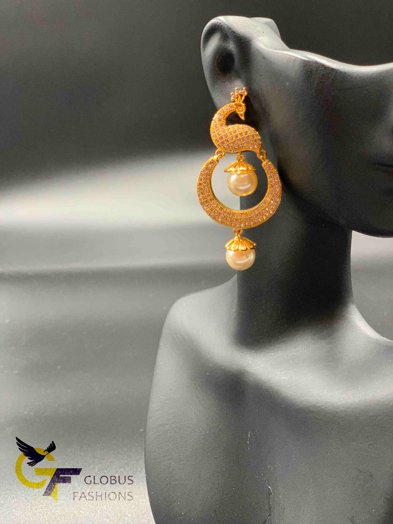 Beautiful and traditional look peacock design chandbali earrings