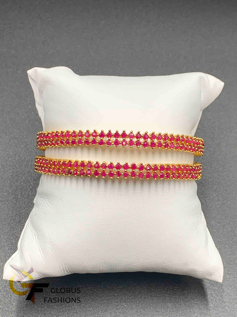 Two lines Ruby stones set of two bangles