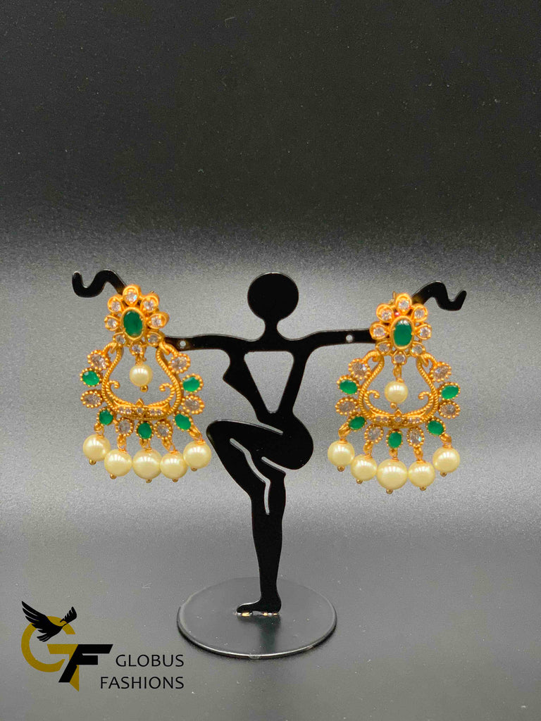 Different color stones chandbali earrings