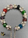 CZ Stones and multicolor Stones silver bracelet with hanging Jumkas