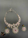 Elegant design cz stones with pearls silver and gold look necklace set