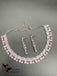 CZ Stones with pink color Stones silver color tone necklace set